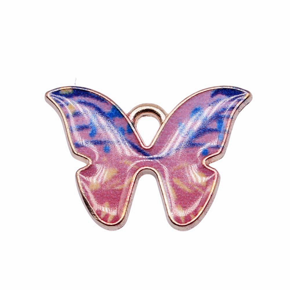 Enamel Charms Multi Color Butterfly Pendants For Floral Themed Jewelry