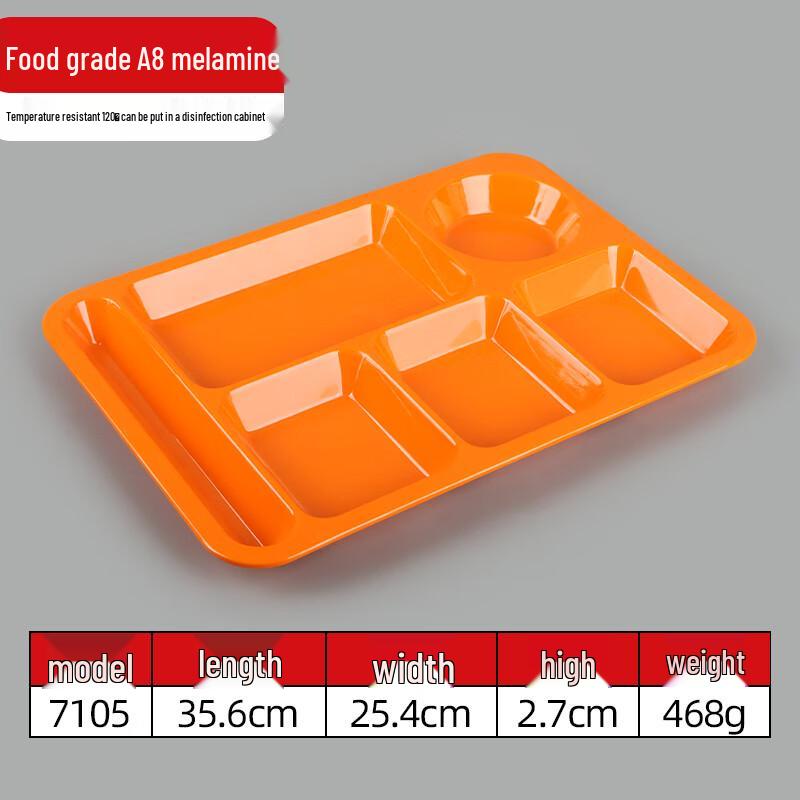Commercial Melamine Multi-Compartment Rectangular Meal Tray