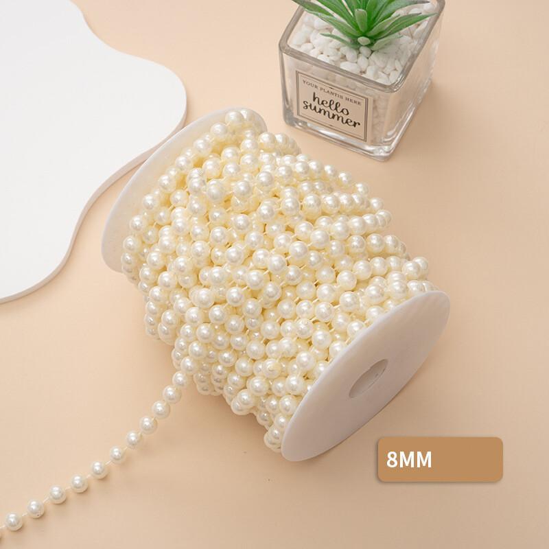 5M Artificial Imitation Pearl Round Beads Chain Wedding Flower Home Decoration DIY Wedding Bridal Bouquet Flower Decor