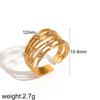 Dainty 18K Gold Plated Stainless Steel Turquoise Zircon Rings Lava Hammered Texture Evil Eyes Rectangle Rings Jewelry