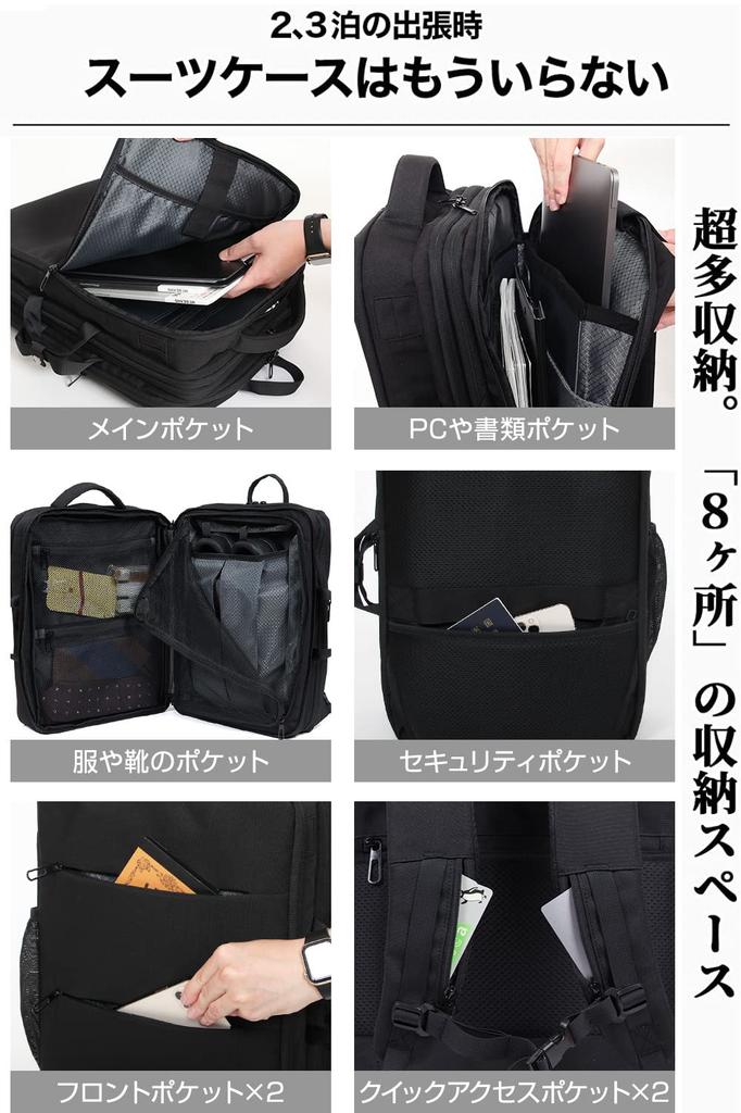 [Evoon] Plecak Multi Business 3.0, męski plecak biznesowy, duża pojemność, torba podróżna, wodoodporny, wielofunkcyjny, hydrofobowy, USB