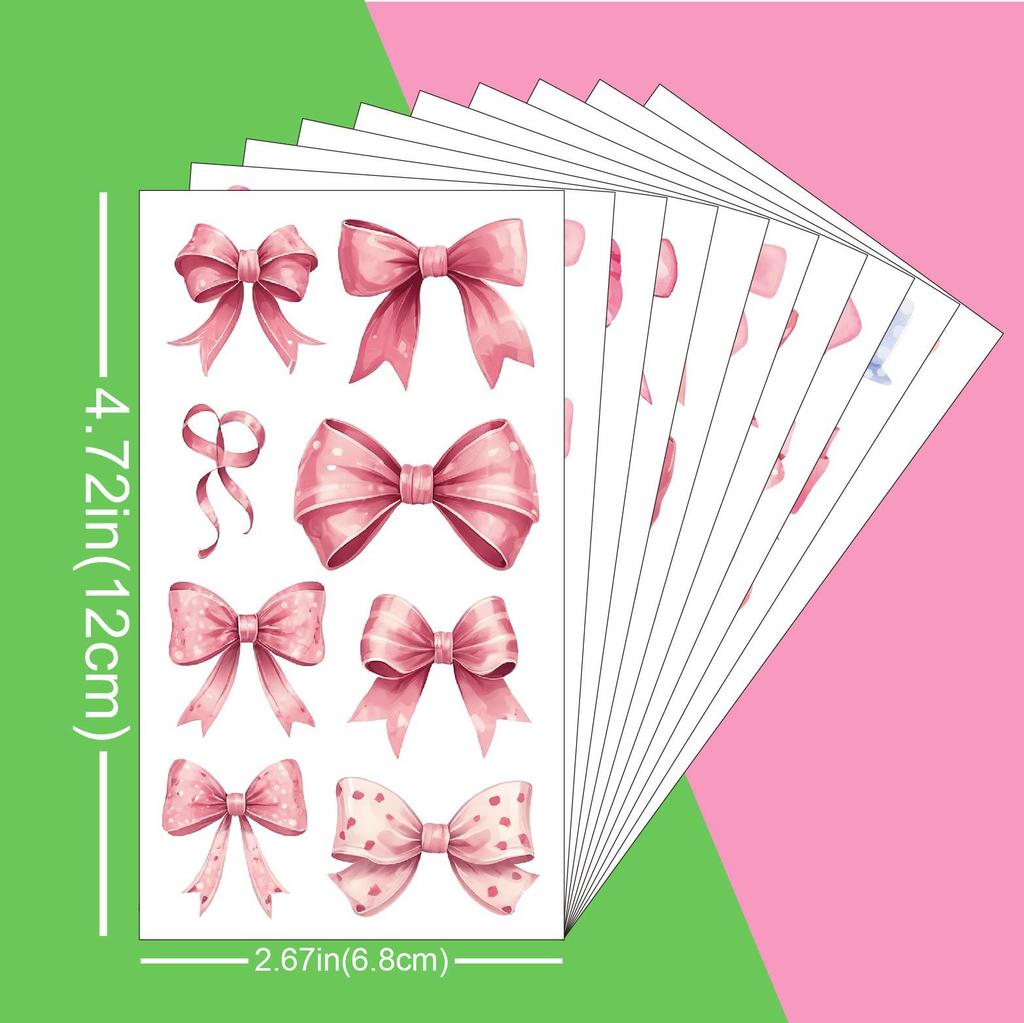 Cute Cartoon Children's Pink Bow Temporary Tattoo Sticker Bow Ribbon Tattoo Sticker