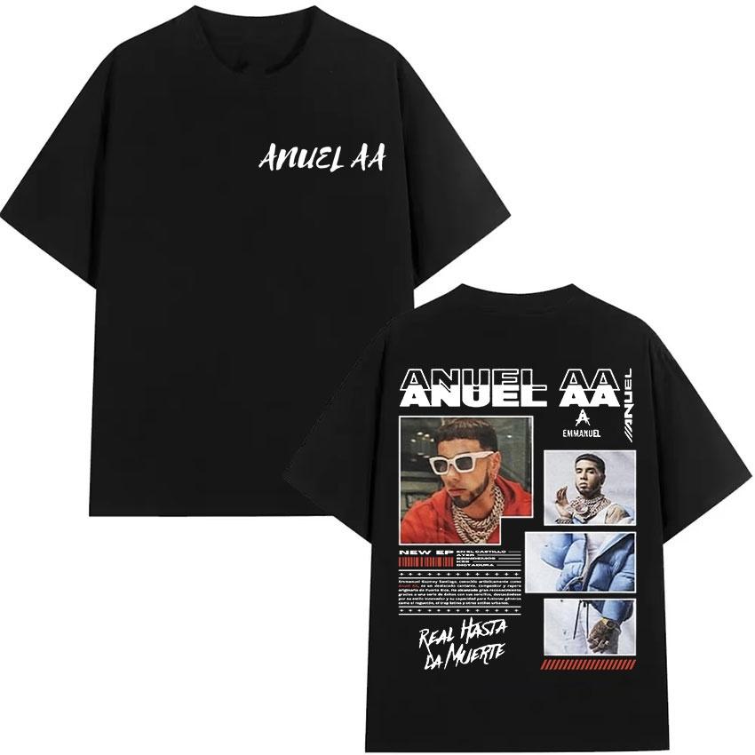 Rapper Anuel AA Real Hasta La Muerte Tour 2026 Summer New Album TShirt Hip Hop Gothic TShirt Short Sleeve TShirt
