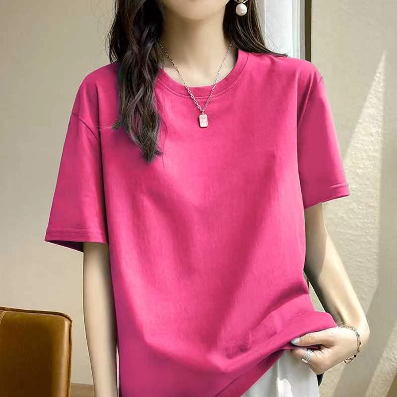 

Женская футболка из чистого хлопка свободного кроя с круглым вырезом - Белая, с коротким рукавом, с прямым плечом, летний стиль 4XL