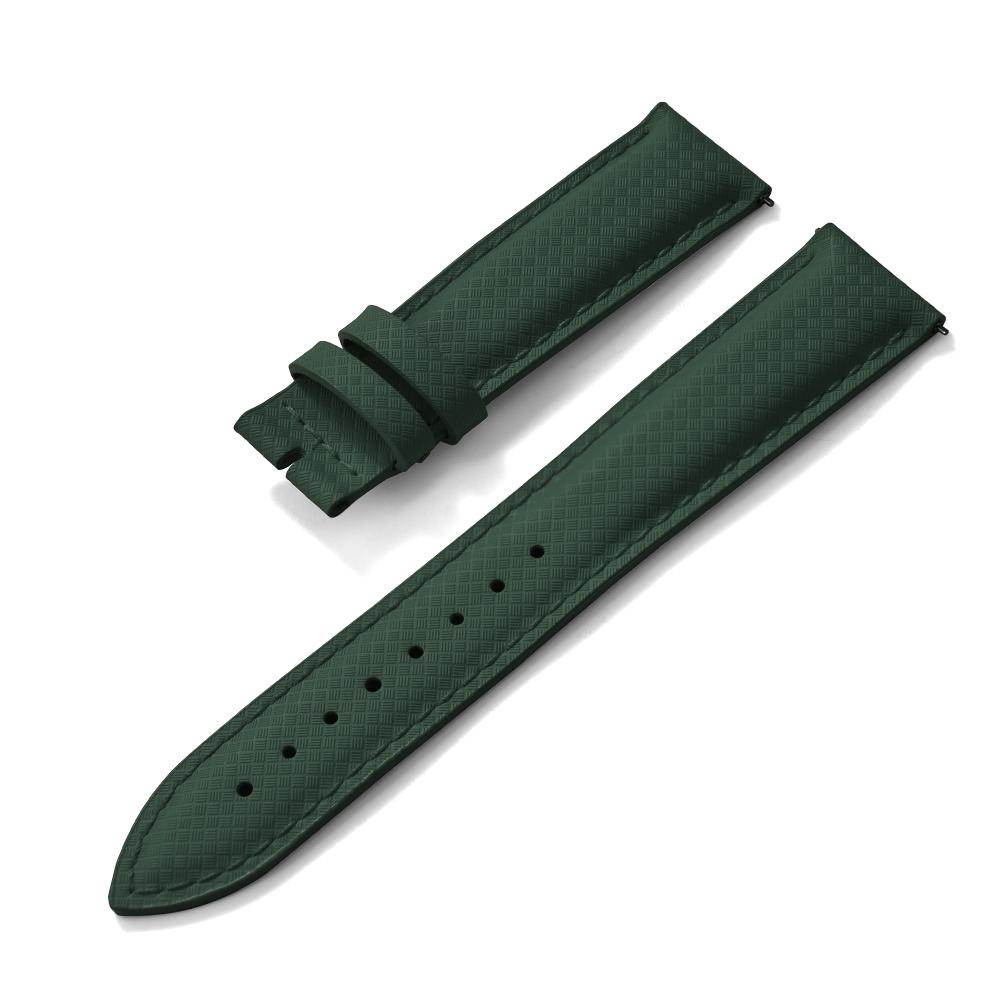 STAPELP 18mm 19mm 20mm 22mm Sailcloth Strap FKM TOP+Leather Base Tropical Texture Rubber Watch Bands Quick Release Pin Buckle