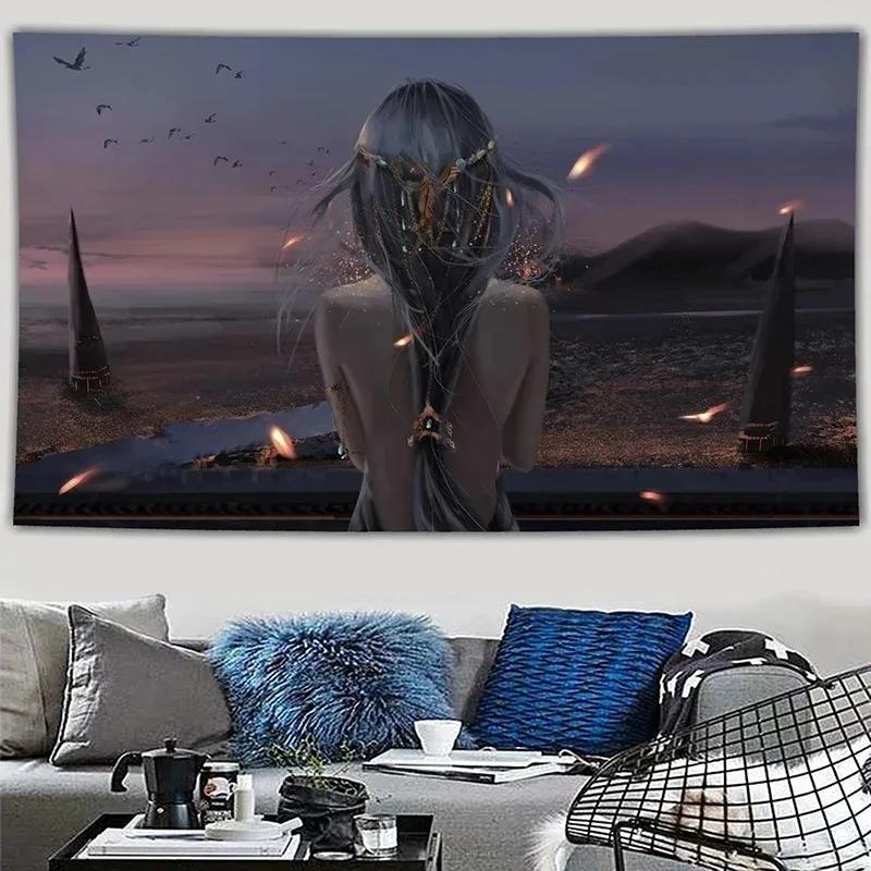 Сексуальная аниме красота гобелен офис гостиная гобелен украшение стены дома гобелен — фото 12