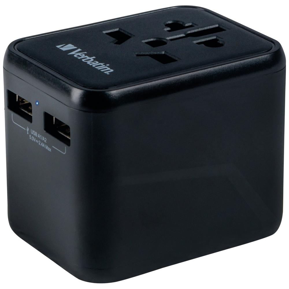 Verbatim Adapter Podróżny Eu/Uk/Us2Xusb-A Uta-01 Czarny/Black 49543
