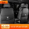 Car Sticker Tesla 2Pc Leather Car Seat Back Kick Pad Leather Protector Car Upholstery Auto Accessories For Tesla Model 3 Model Y