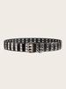 Double Row Retro Belt Iron Buckle Hollow Pattern Stylish Jeans Streetwear Looks