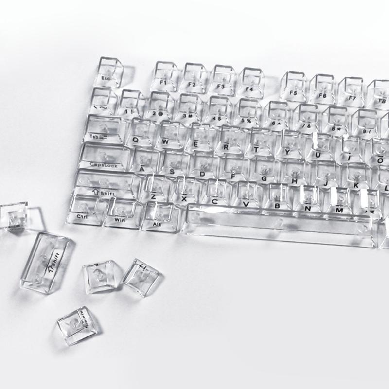 132Keys Transparent Keycaps 10mm Profile Keycap Set for Mechanical Keyboards with Color Lighting Side/Top Print
