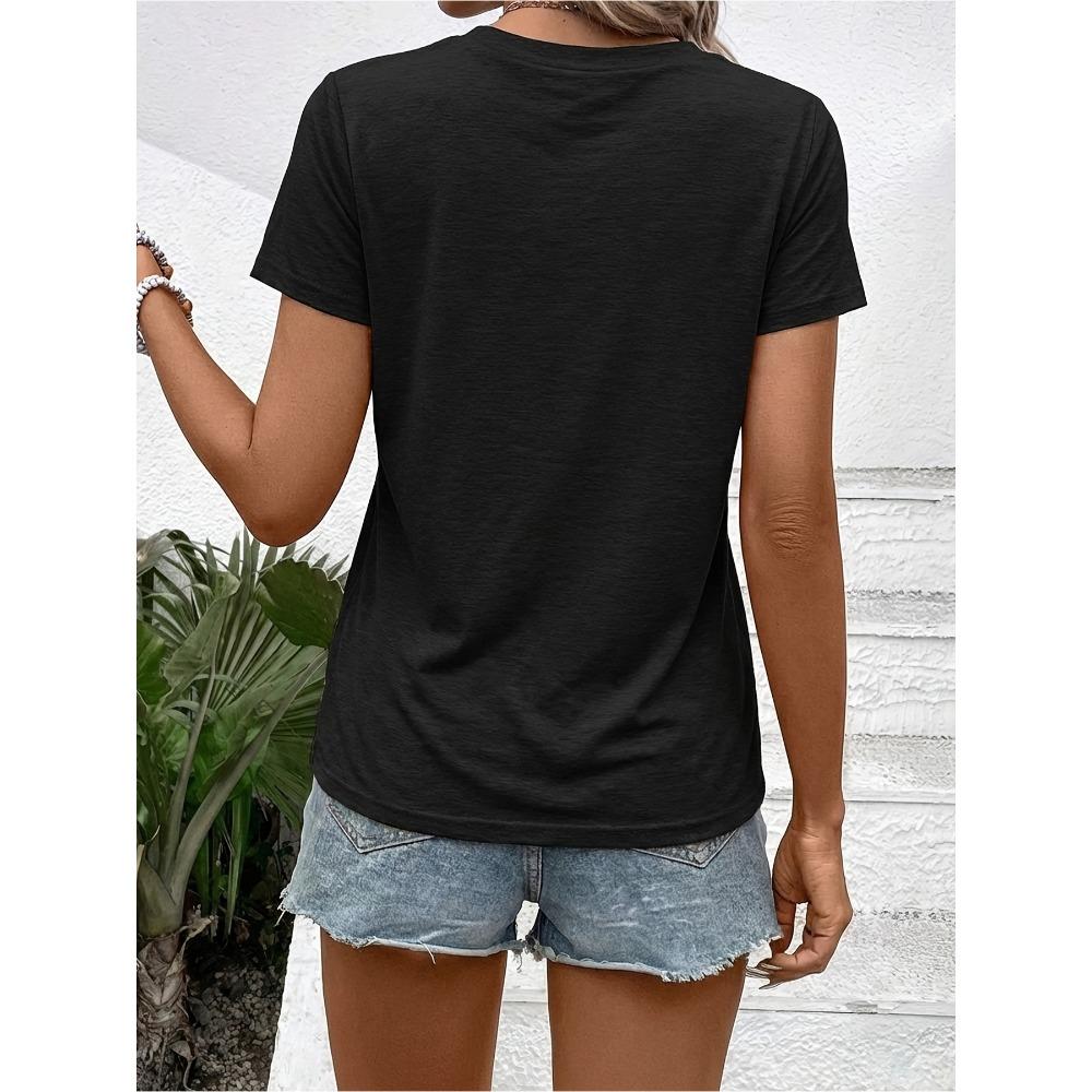 New Women's Fashionable Women's Clothing, Vintage Style, Highway 66 Positioning Print V-neck Short Sleeve