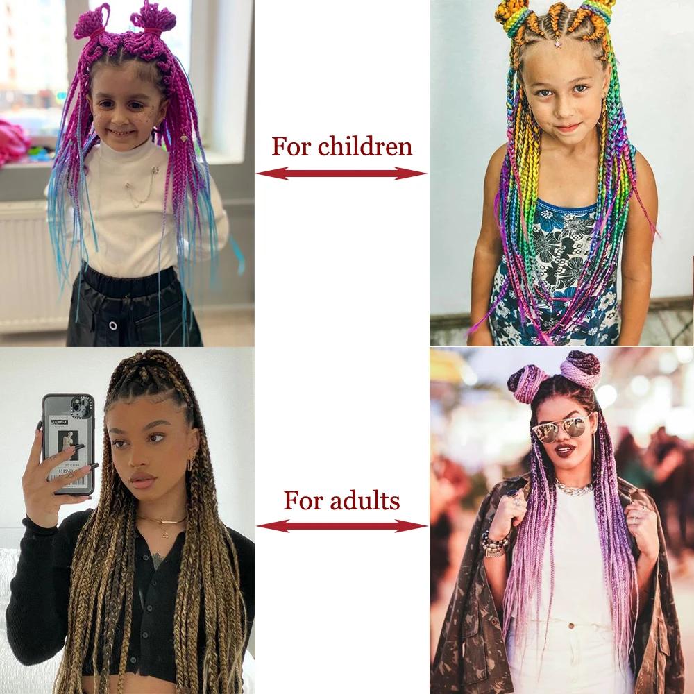 MISSQUEEN Synthetic Girls Colored Braided Ponytail With Elastic Rubber Band Hair Extensions Rainbow Color Kids Wig Pigtail Hairpiece