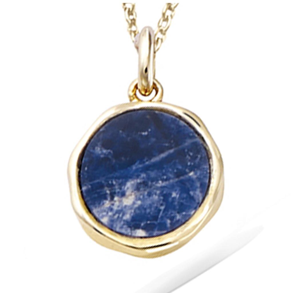 Les Trésors De Lily [R4192] - Gold Plated Pendant 'Cléopatra' Golden Blue (sodalite) - 11 Mm