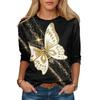 Women's Butterfly Glitter T-shirt Fashion Long Sleeve Round Neck Regular Top Spring and Autumn Clothing