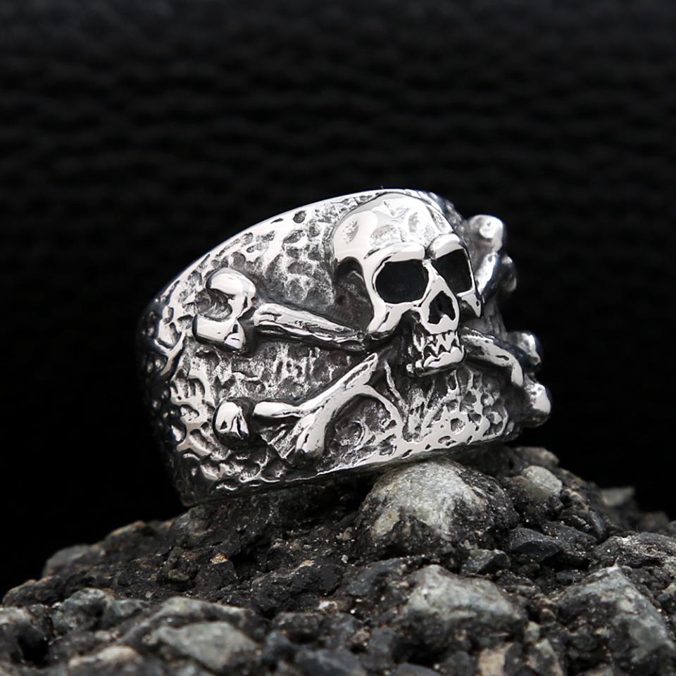 Punk Vintage Stainless Steel Pirate Skull Ring For Men Biker Hip Hop Jewelry Gift High Quality Fashion Accessories