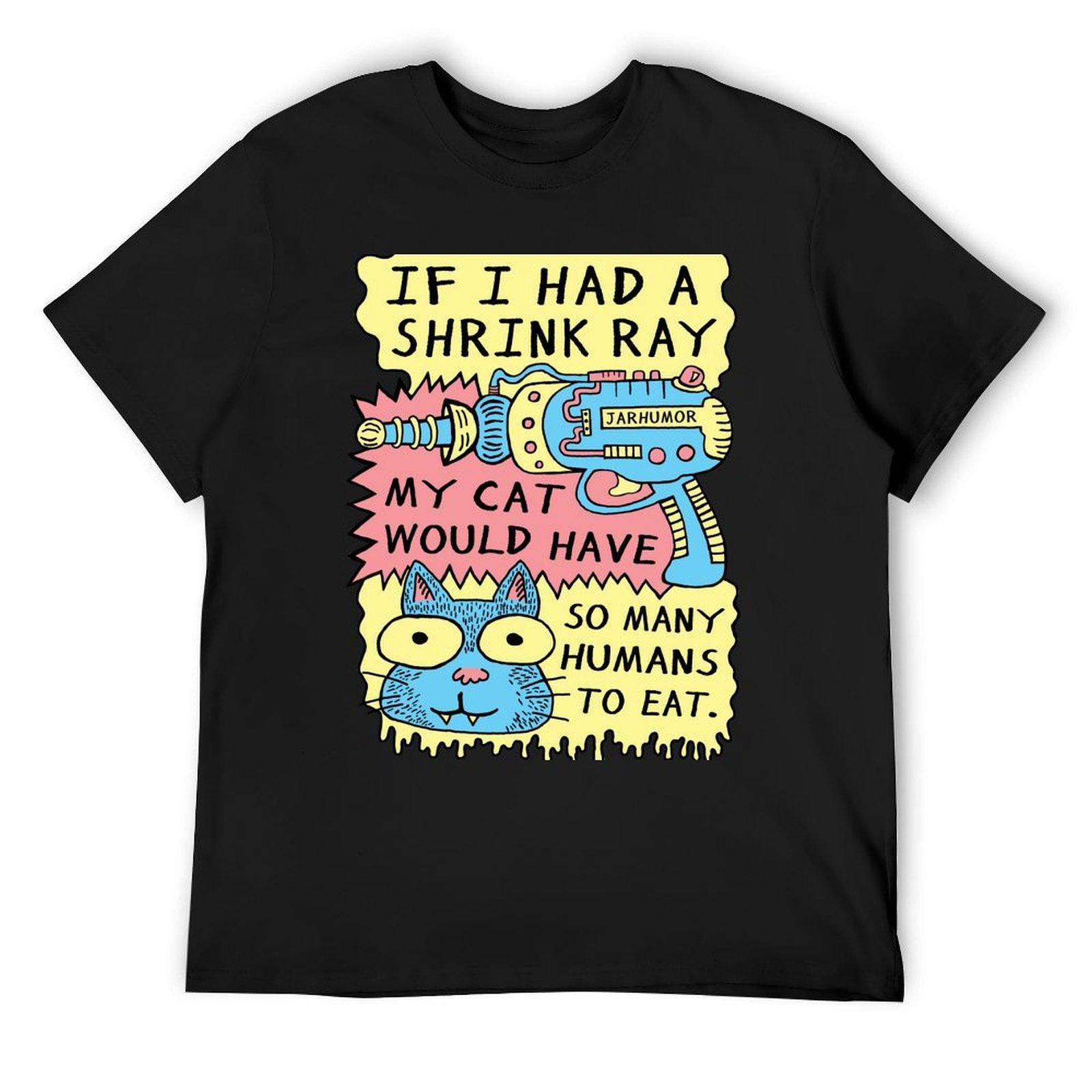 

Shrink Ray Cat T-Shirt plus size tops man clothes sweat graphic t shirt vintage fitted t shirts for men 4XL