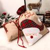Large Christmas Gift Bag Plaid Applique Drawstring Pocket Candy Bag Christmas Handbag  Xmas