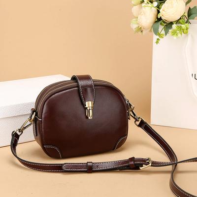Neue koreanische Retro-Tasche aus echtem Leder für Damen, kleine quadratische Tasche – einfarbig, vielseitige Schulter- und Umhängetasche