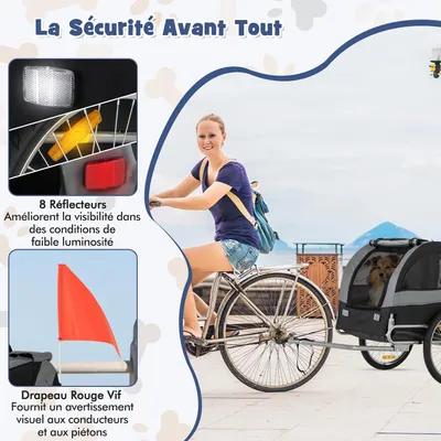 GIANTEX Dog Bicycle Trailer with Flag and Wheel Reflectors, Grey
