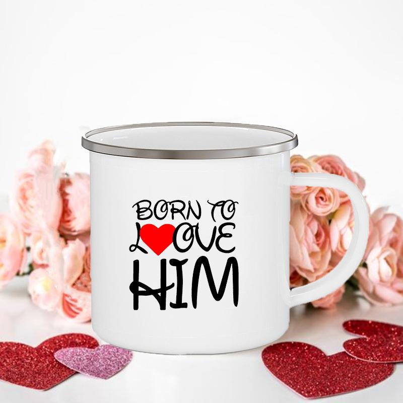 Frau/Herr Richtig Druck Paar Tassen Kreative Kaffeetasse Getränk Dessert Frühstück Milchbecher Emailletassen Henkel Trinkgeschirr Valentinstagsgeschenk