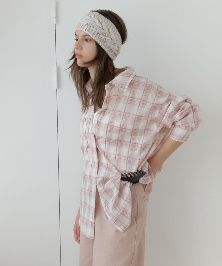 RE L Hove Overfit Shirt (B/Pink Check)