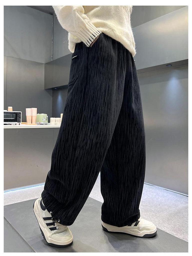 Boys' Fleece-Lined Corduroy Pants - Autumn & Winter Style, Thickened One-Piece Fleece, Handsome Casual Pants for Older Boys