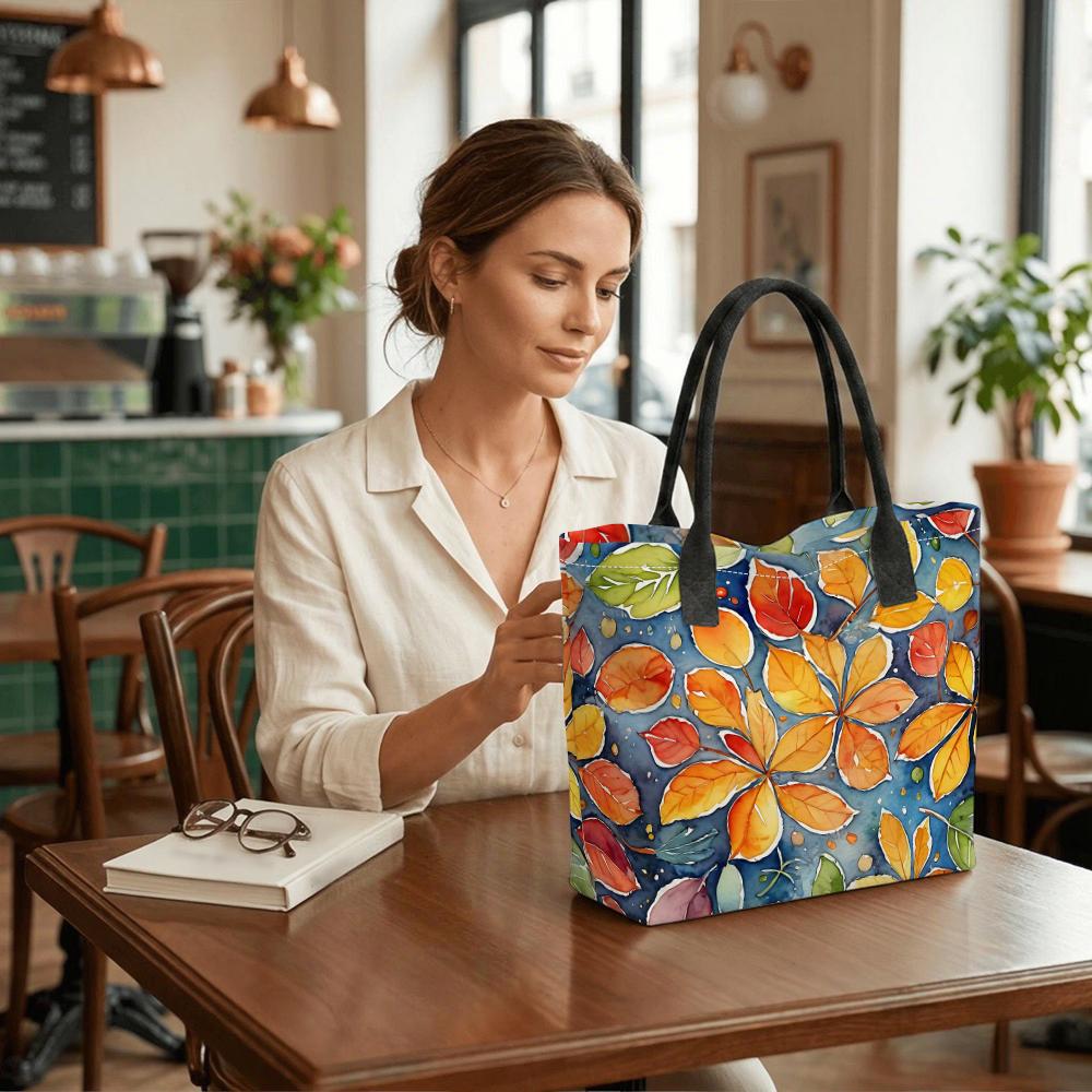 Fall Leaves Print Large Tote Bag Casual Handbag for Daily Use