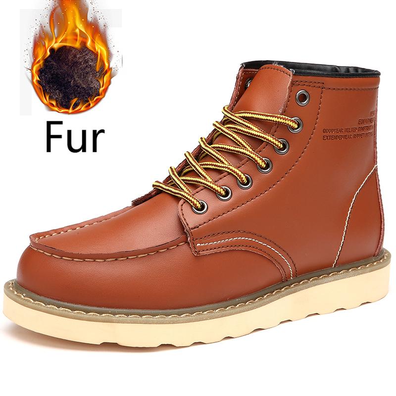 Herren Wüstenstiefel aus echtem Leder Herren Casual Outdoor Schuhe mit weicher Sohle zum Gehen Warme Winterstiefel Hochwertige Herren High Top Schuhe
