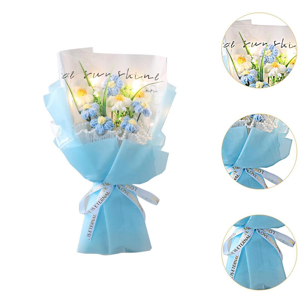Crochet Flower Bouquet with Light for Mother Day Father's Day Festival
