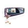 Pink Rhinestone Car Interior Rearview Mirror Cute Butterfly Wind Chimes Ornament Decorative Cover Rear Mirror Accessories Women