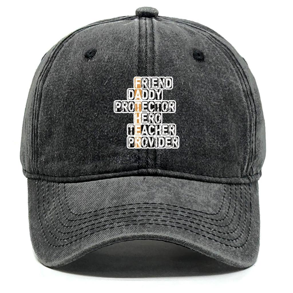 FATHER" Print Adjustable Baseball Cap, Father's Day Flat Cap Leisure Hip Hop Sun Protective Adjustable Strap Snapback Baseball Hat