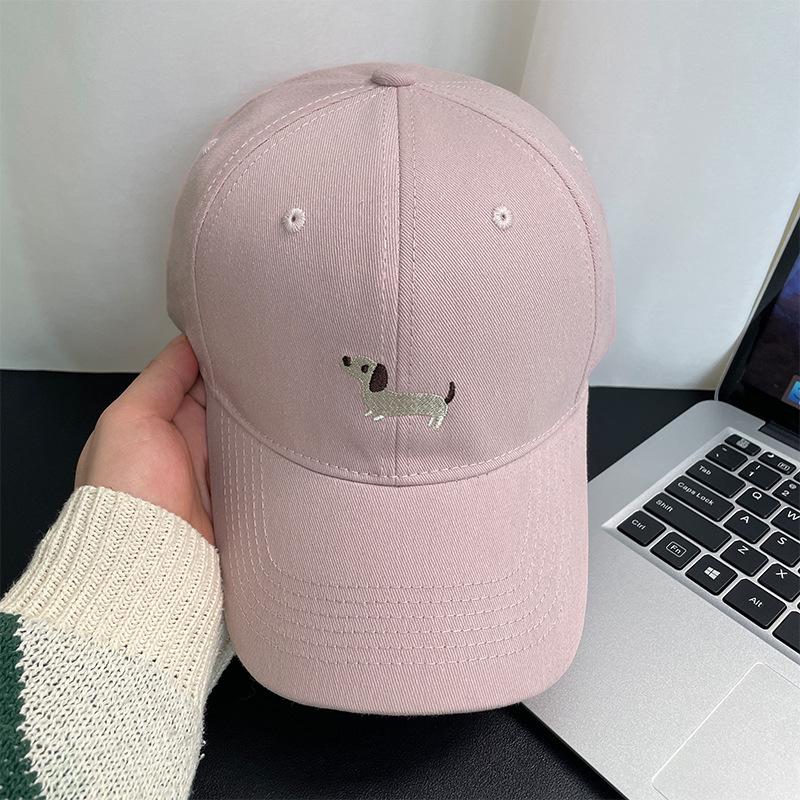 Dachshund Embroidered Baseball Cap Men's Versatile Deep Top Wide Brim Face Small Peaked Cap Couple Versatile Sun Hat