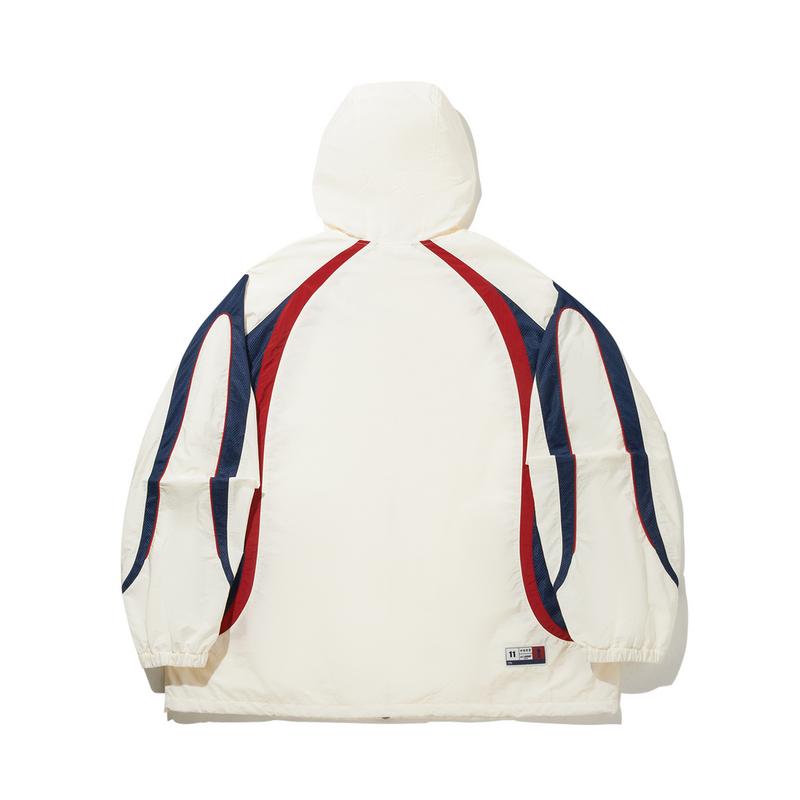 Li Ning Retro Sports Style Hooded Jacket Men Jackets Off-White Cherry-Red Deep-Whale-Blue AFDWF59-1