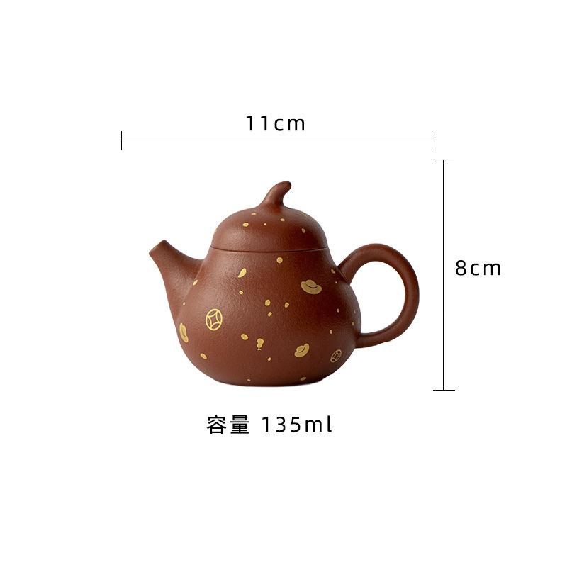 

135ml Purple Clay Gold-plated Teapot Ancient Tea Infuser Pot Tea Making Kettle With Ball Hole Flower Tea Cha Gift Drinkware Gift