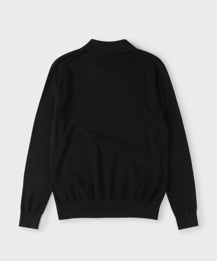 PANICALE Black V-Neck Open Collar Knit