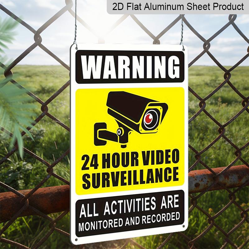 2D Flat Video Surveillance Warning Sign - Durable Aluminum Metal Sign Measuring 8.0X12.0 Inch, Featuring A Security Camera Icon, Suitable for Outdoor