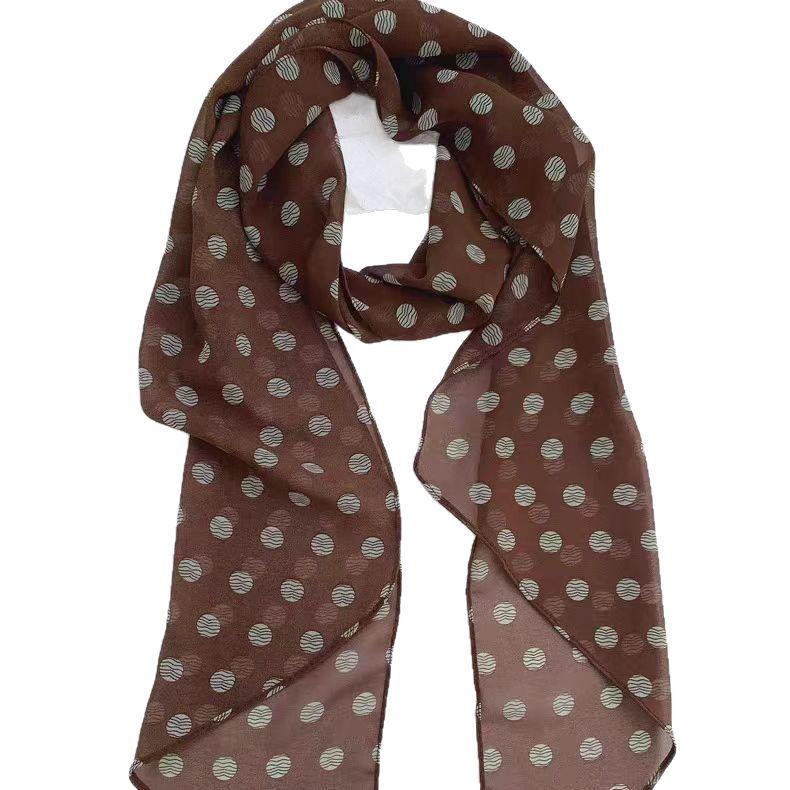 Brown Polka Dot Silk Scarf: Versatile 2025 Hair Tie & Neck Wrap Accessory
