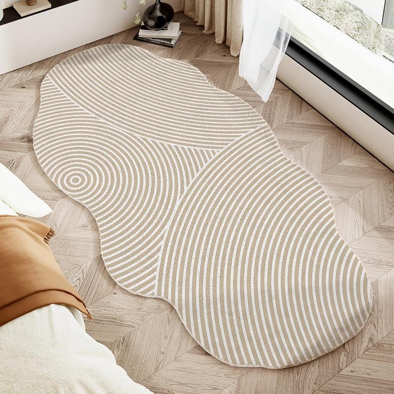 Cream Style Carpets for Living Room Irregular Shapes Bedroom Decor Carpet Thicken Plush Bedside Floor Mat Fluffy Soft Lounge Rug