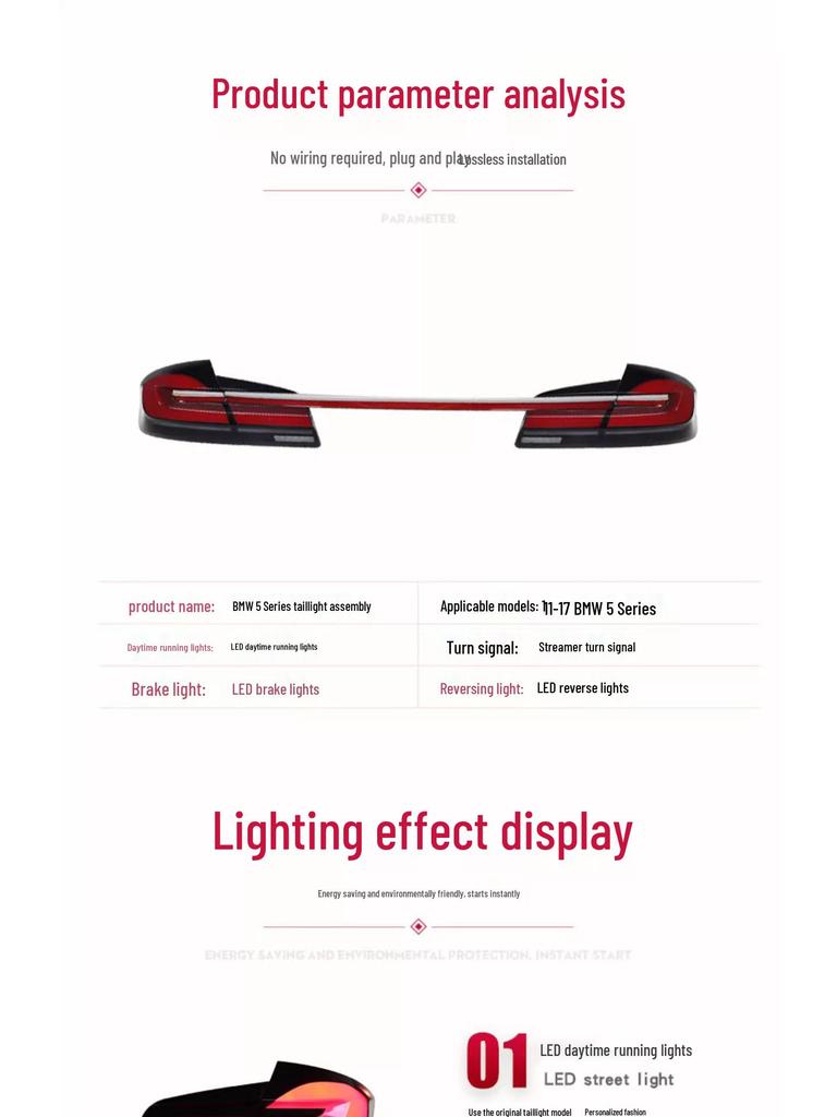 LED Sequential Taillight Assembly for 2011-2017 BMW 5 Series F10/F18