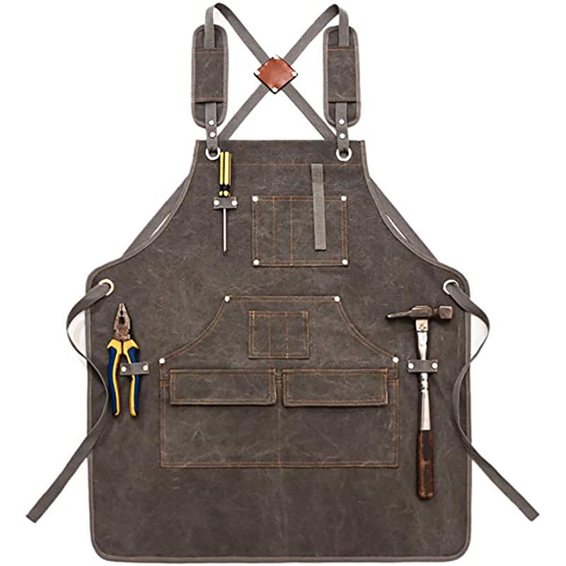 Modern Thick Canvas Apron with Custom Logo for Woodworking, Electrician, and Gardening Tasks