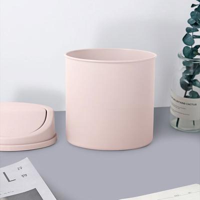 1pc Space-Saving Mini Desktop Trash Can with Lid - Polypropylene Cylindrical Tabletop Waste Bin, Easy To Clean Screw-Off Cap