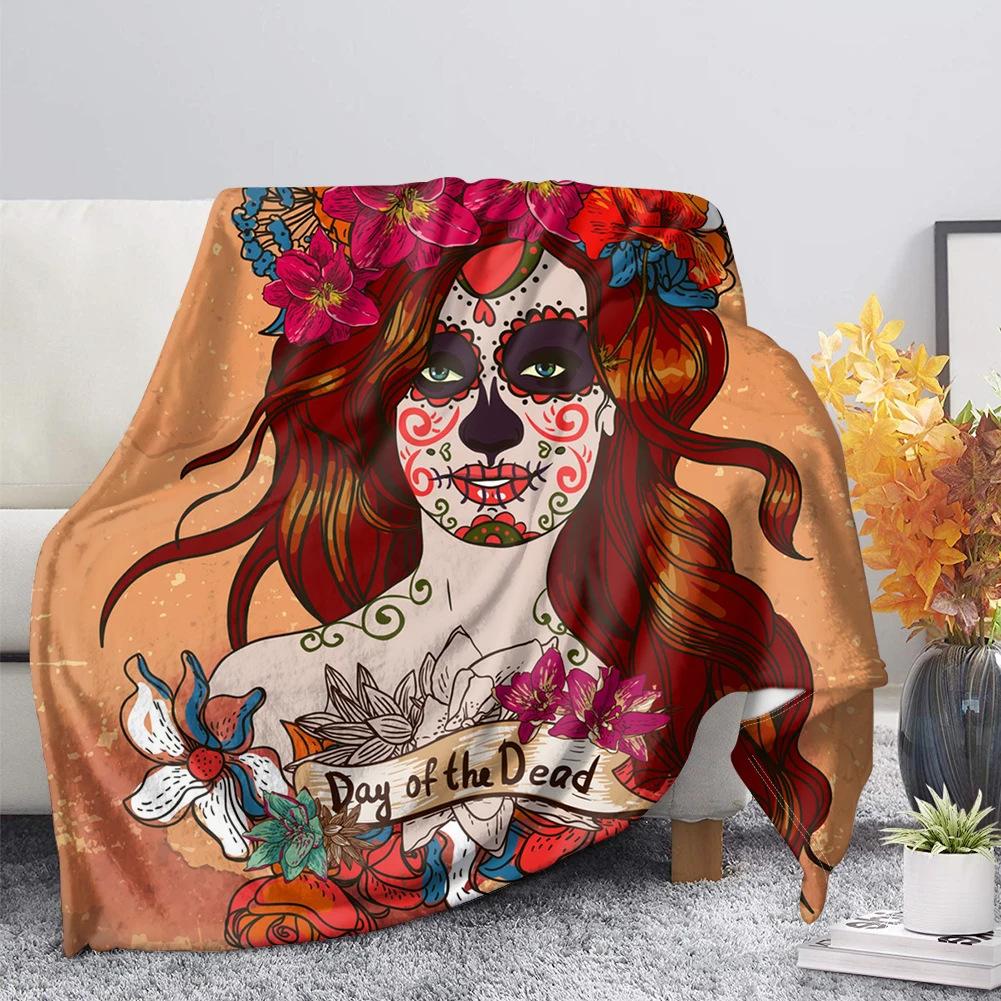 Skeleton Themed Gothic Blanket, Office Nap, Flannel Blanket, Men's Gift, Decorative Blanket