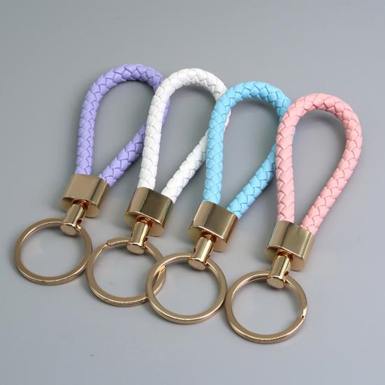 Schlüsselanhänger Lanyard Geflochtenes Seil Kunstleder Angenehmer Griff Schlüsselanhänger Aufhängeseil mit Zinklegierung Schnalle Schlüsselring