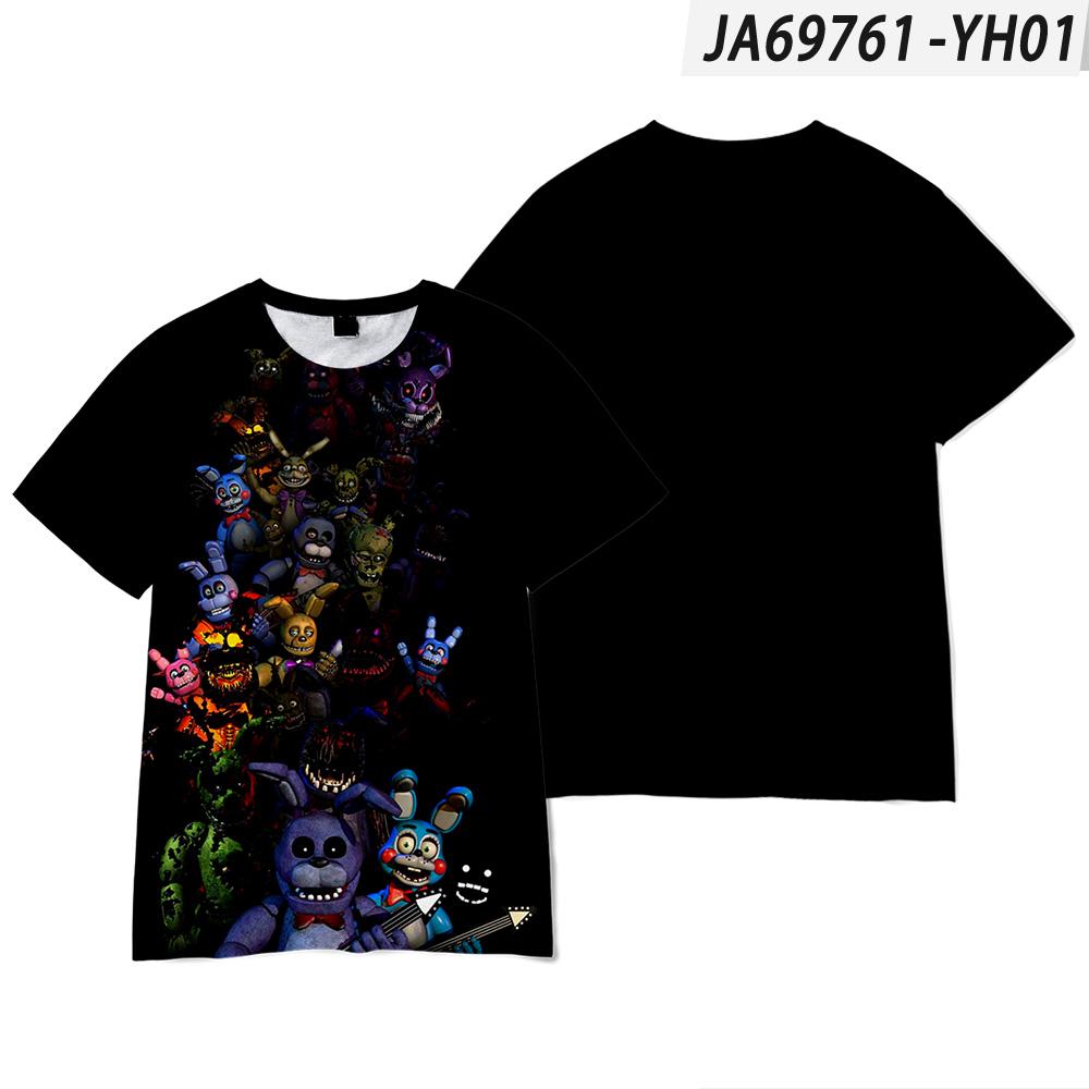 Fünf Nächte im Freddy's T-Shirt Spiel Cartoon Kurzarm Casual T-Shirt Lustige T-Shirts Vintage Kleidung