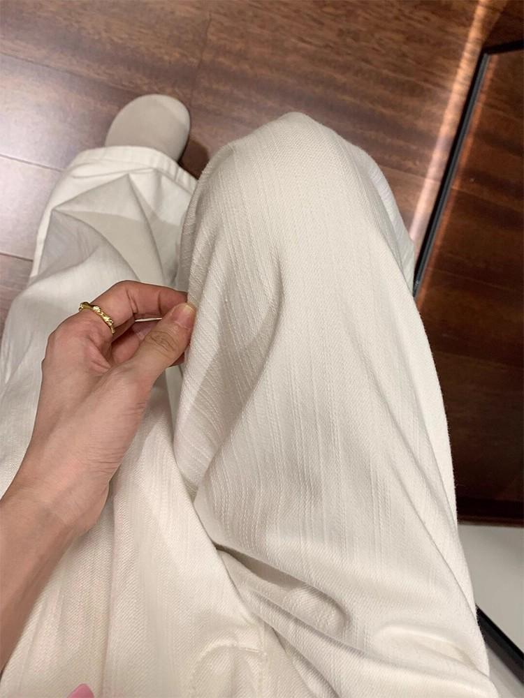 High-Waisted White Wide-Leg Pants - Plus Size, Slimming, Pear-Shaped Fit, Casual Autumn 2025