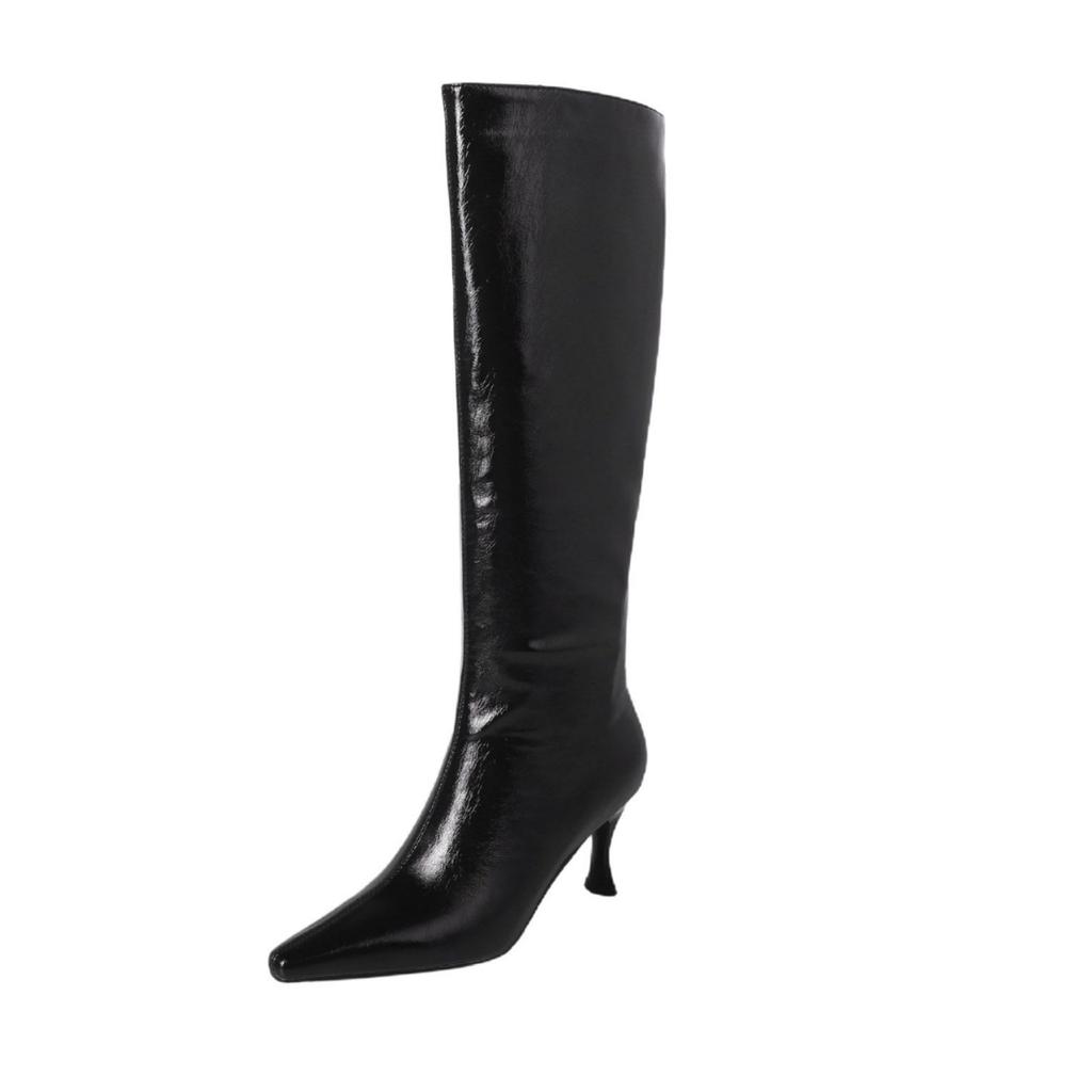 2025 New Pure Leather Inside and Out~ Sexy Pointed Stiletto But Knee Knight Boots Genuine Leather Boots for Women