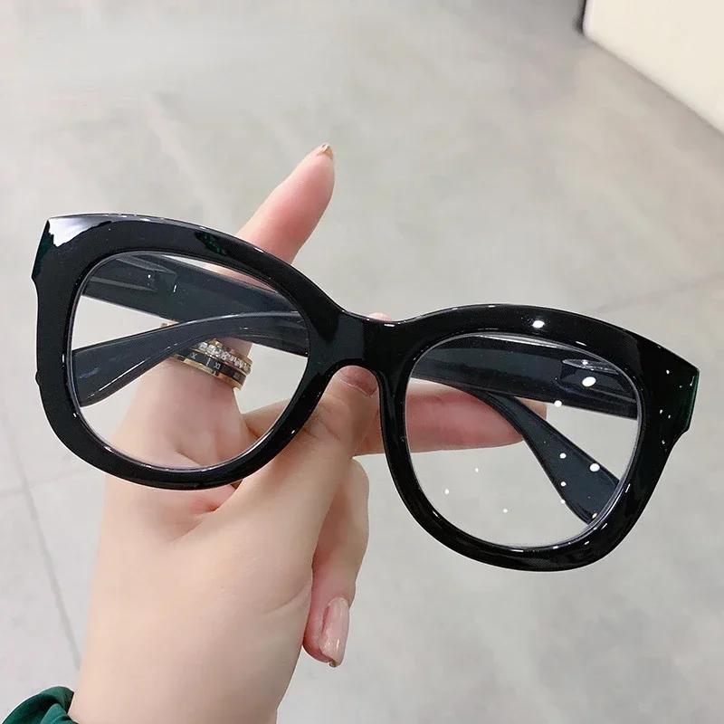 Ladies Cat Eye Blue Light Blocking Glasses Trendy Computer Eyewear Fashion Oversized Optical Spectacle Eyeglasses for Women Men