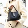 Luxury Leather Shoulder Bag Buckle Design Women Bucket Bag Multicompartment Commuter Briefcase Wide Shoulder Strap Crossbody Bag