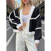 Damen Temperament V-Ausschnitt Strickjacke Pullover einfarbig locker langärmelig vielseitiges Oberteil Pullover Damen