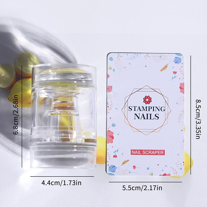 Jelly Silicone Nail Stamper Scraper With Cap Set Nail Templates Stamp For Stamping Polish Printing Manicure Nail Art Stamp Tool